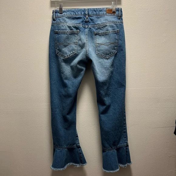 Zara Denim Crop Ruffle Jeans - Picture 5 of 8